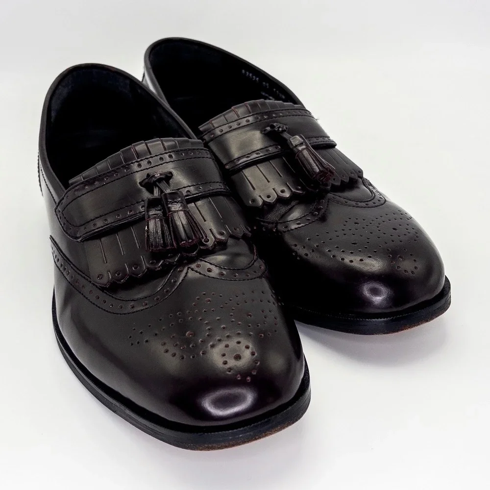 Nunn Bush Men's 11.5M Burgundy Leather Kiltie Tassel Loafers Dress Shoes